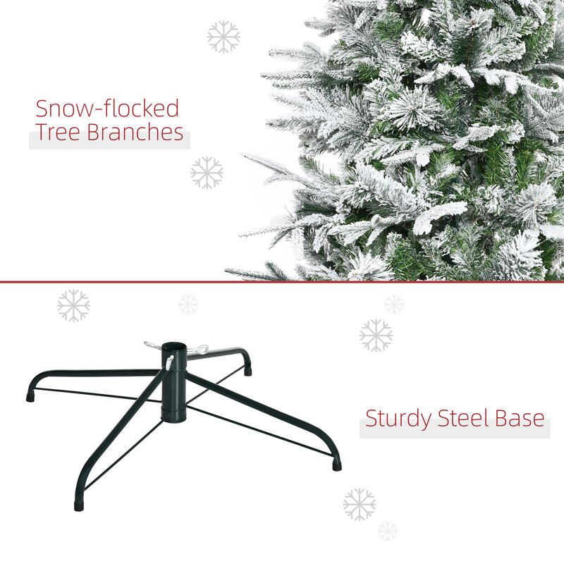 BreeBe Unlit Snow Flocked Artificial Pine Christmas Tree with 1159 Tips image number 6