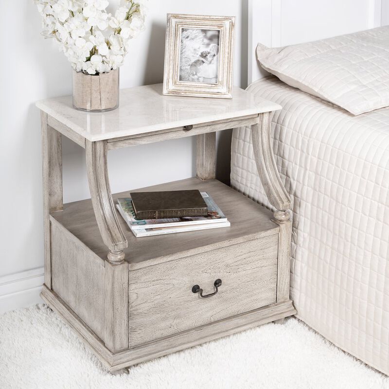 Butler Specialty Mabel Marble 1 drawer Nightstand, Gray