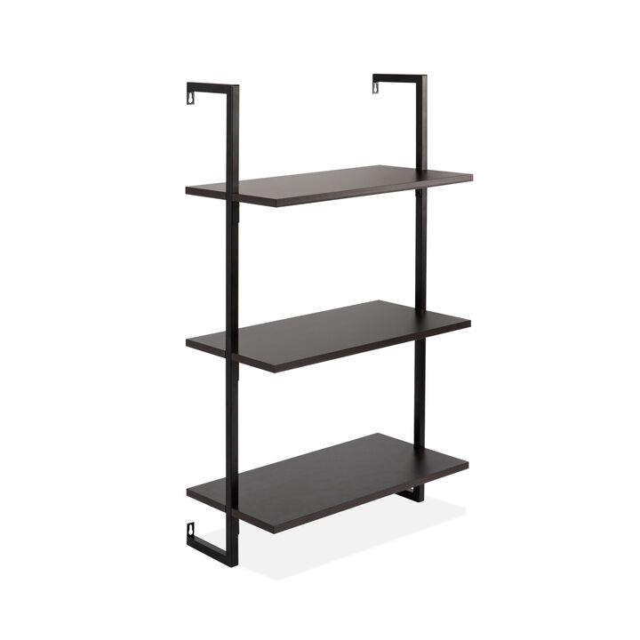 Madera  Industrial 3-Shelf Wood Wall-Mounted Open Ladder Bookcase