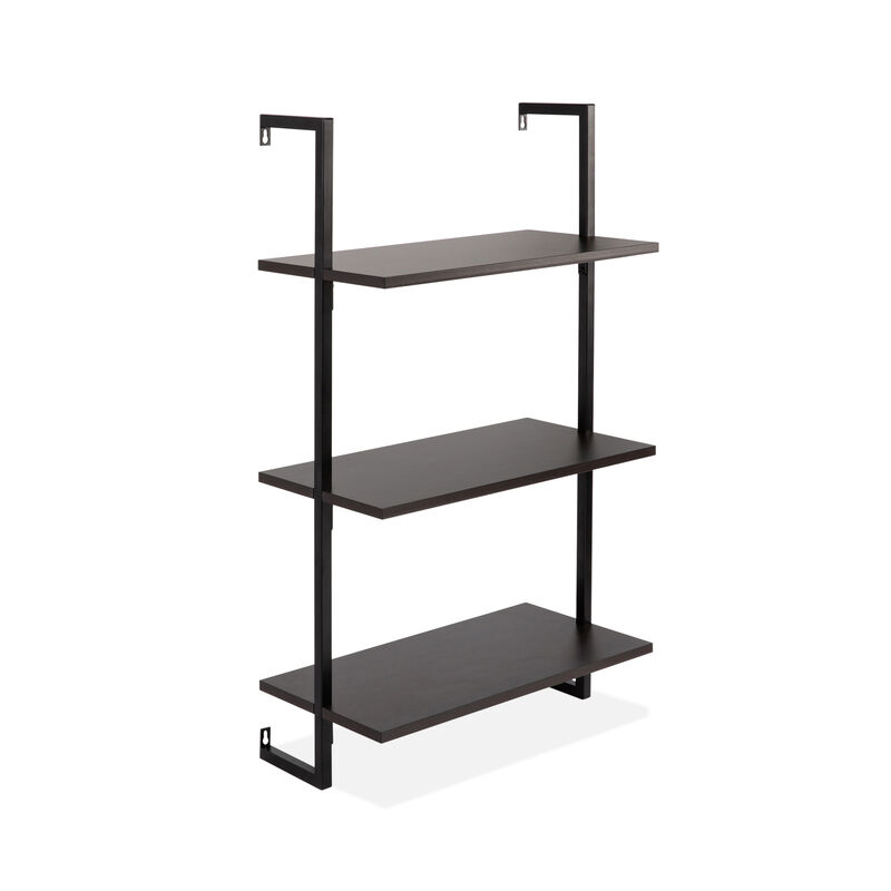 Madera  Industrial 3-Shelf Wood Wall-Mounted Open Ladder Bookcase