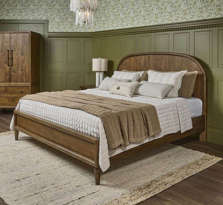 Langley Curved Wood Queen Bed