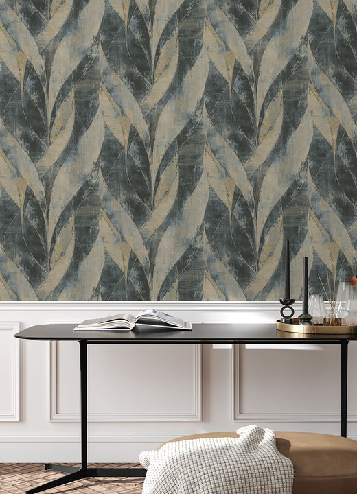 Blake Denim Leaf Wallpaper