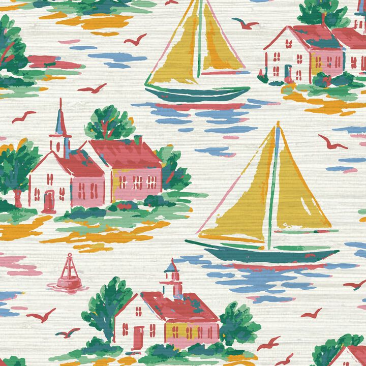 Harbor Heritage Sailboat Wallpaper - Grasscloth