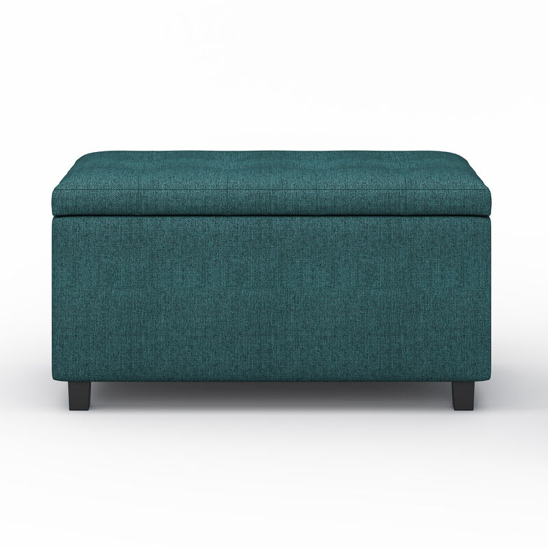 Cosmopolitan Storage Ottoman in Teal Polyester Fabric