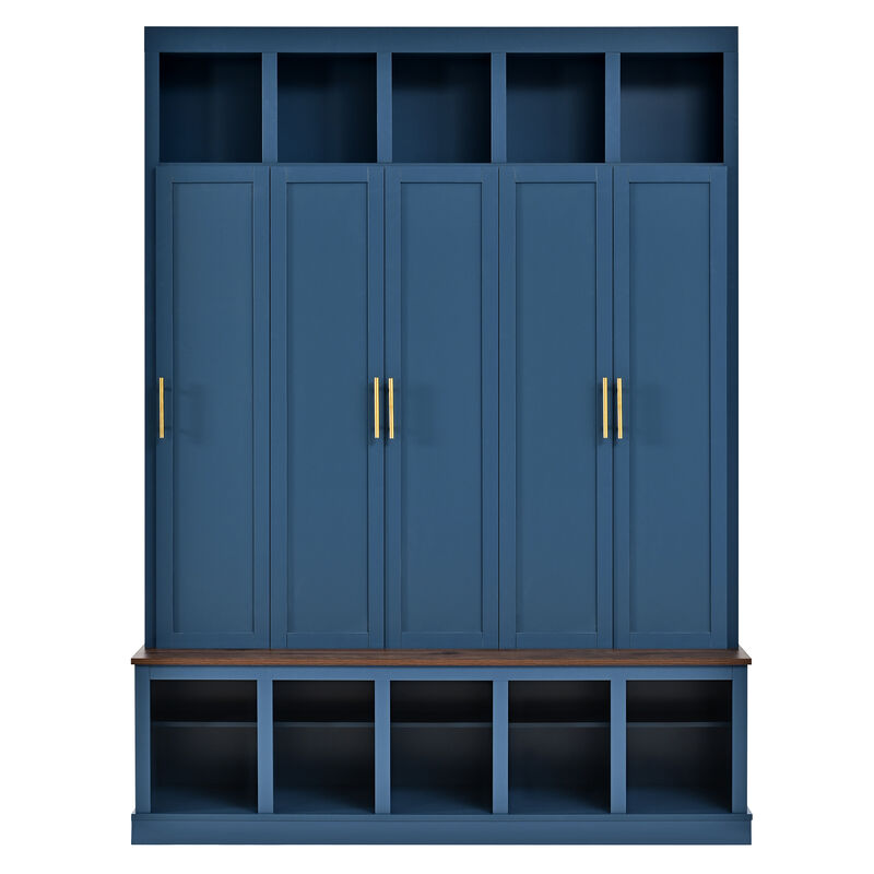 Merax All-in-One Hallway Organizer with 3 Closed Lockers, Inner Hooks & Hanging Rods Hall Tree image number 0