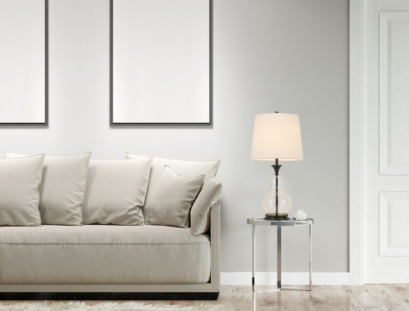 Hivvago 28" Clear Metal Table Lamp With White Empire Shade