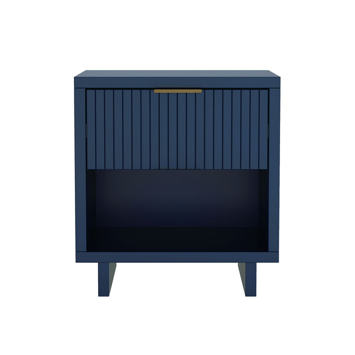 Elara 1-Drawer Blue Nightstand