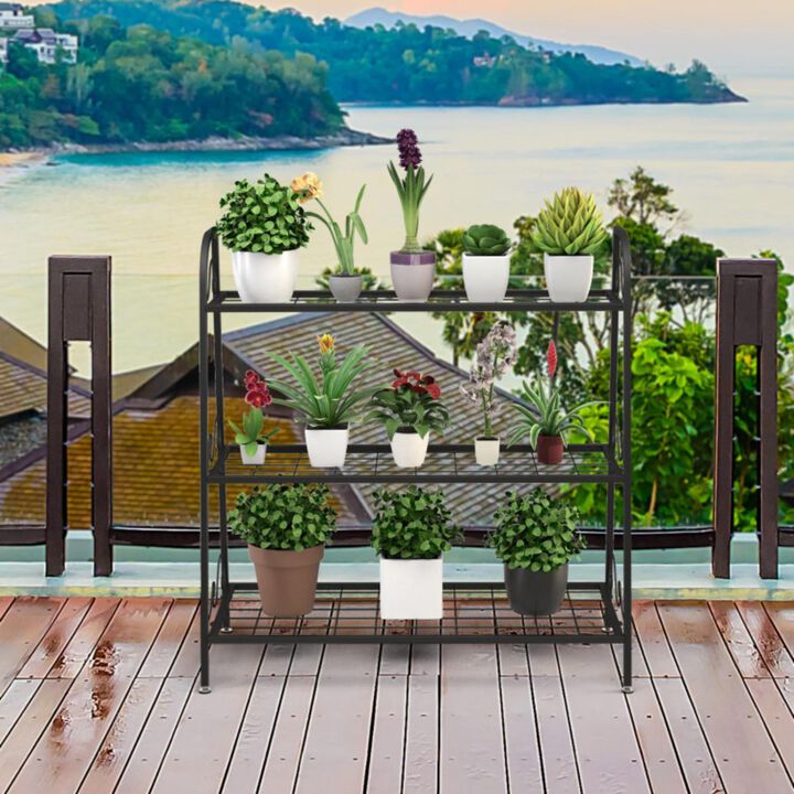 Hivvago 3-Tier Metal Plant Stand Shelf Display Rack for Plants Shoes Flower Pot