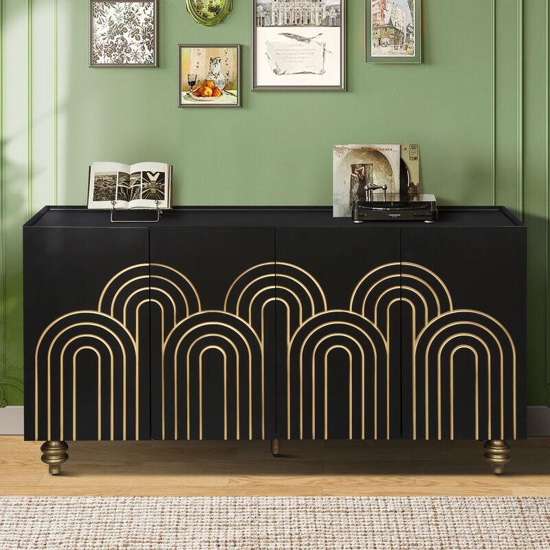 Merax Modern Fluted Sideboard Buffet Storage Cabinet