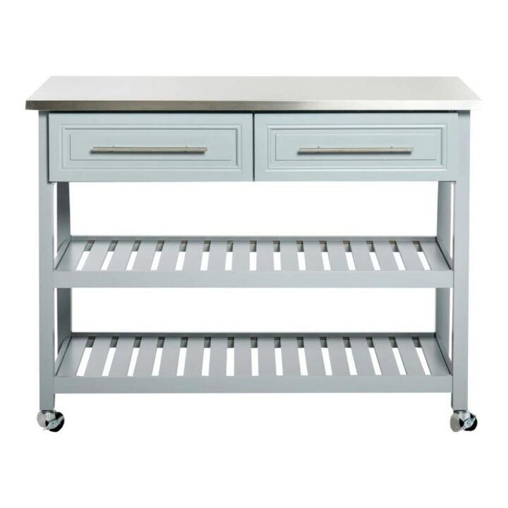 Rolling Kitchen Island with 2 Drawers and Storage Shelf for Convenient Kitchen Organization