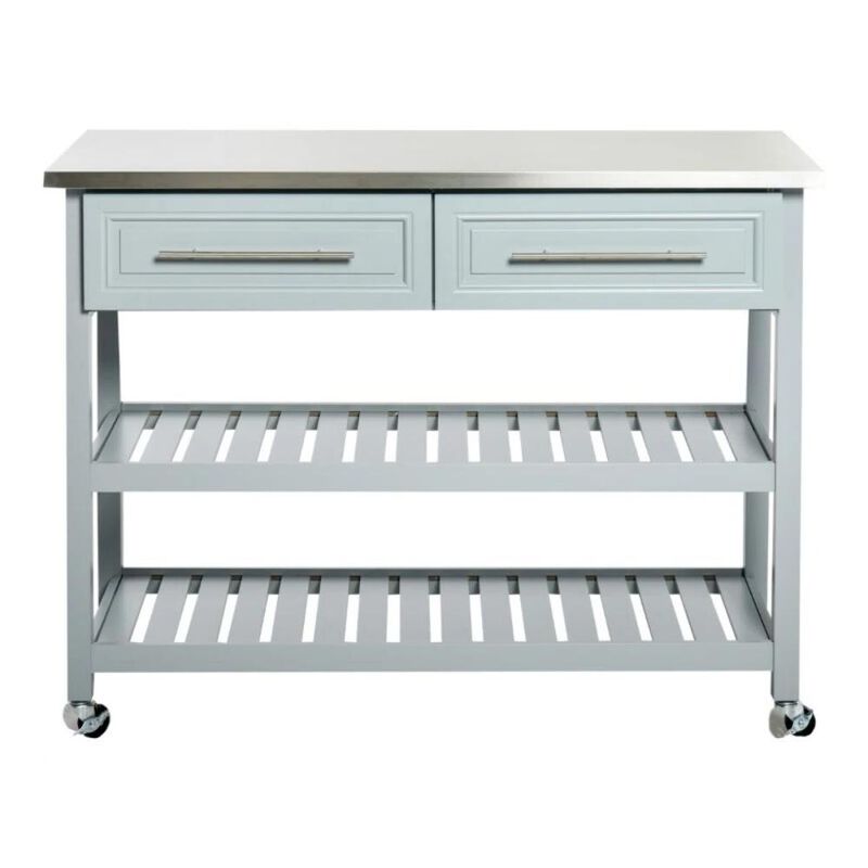 Rolling Kitchen Island with 2 Drawers and Storage Shelf for Convenient Kitchen Organization
