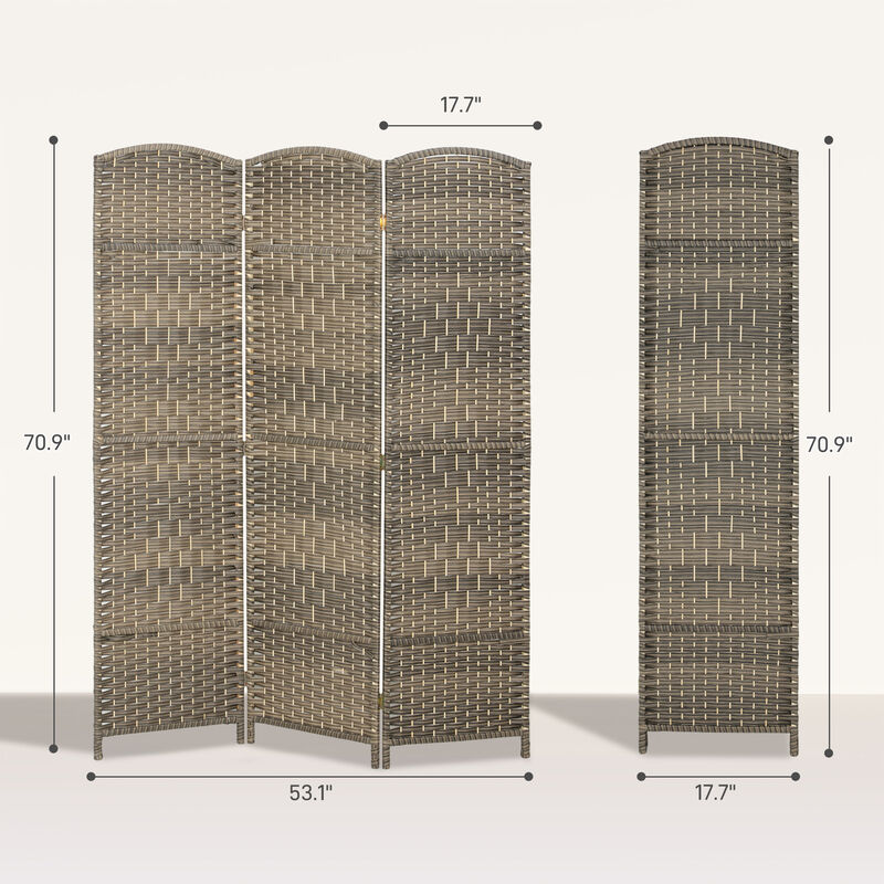 Hivvago 6' Tall Freestanding Wood Privacy Screen with 3 Panels image number 2