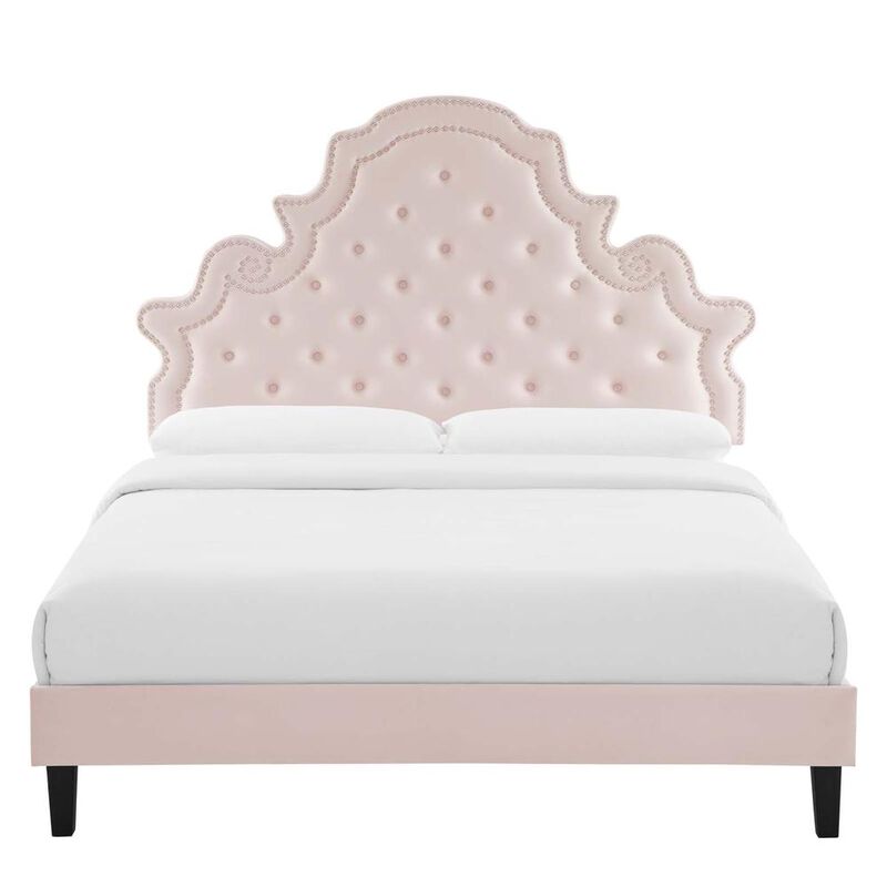 Gwyneth Tufted Performance Velvet Queen Platform Bed image number 3