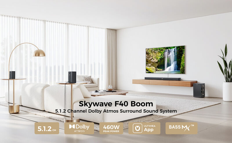 ULTIMEA Skywave F40 Boom 5.1.2ch Sound Bar with Dolby Atmos, Surround Sound System for Home Theater image number 1