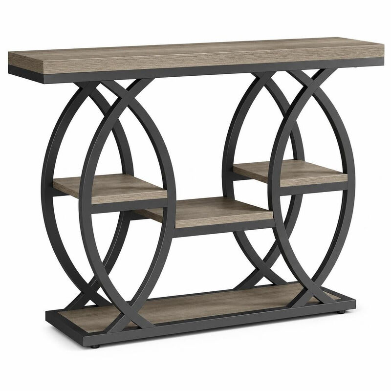 Tribesigns Contemporary 4-Tier Wood Console Table with Storage Shelves image number 0