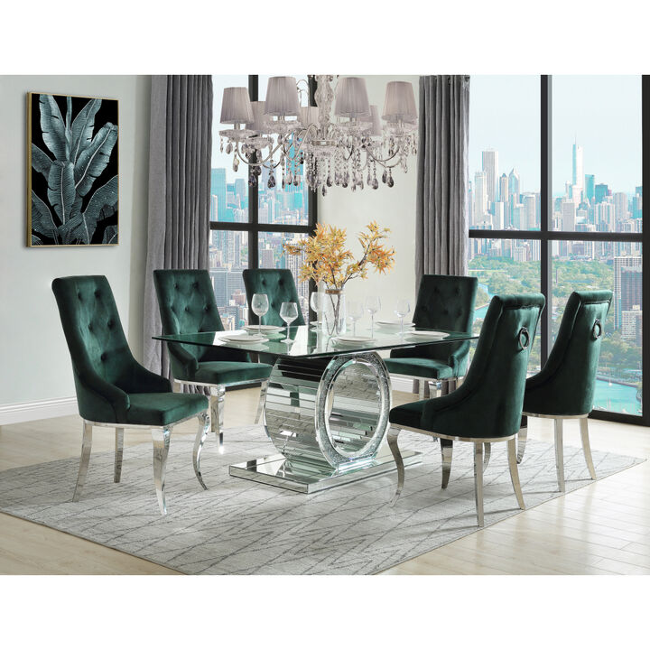 Noralie DINING TABLE Mirrored & Faux Diamonds DN