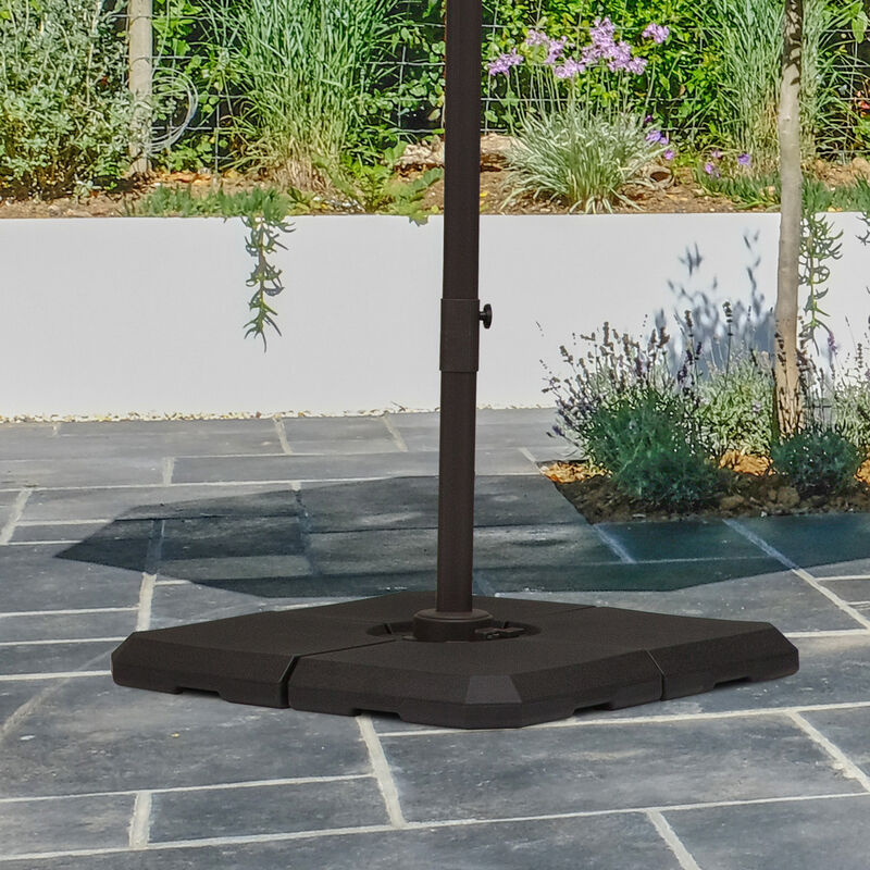 Outsunny 4-Piece Heavy Duty Cantilever Offset Umbrella Stand Base Weight, 264 lb. Capacity, Easy to Fill with Water or Sand