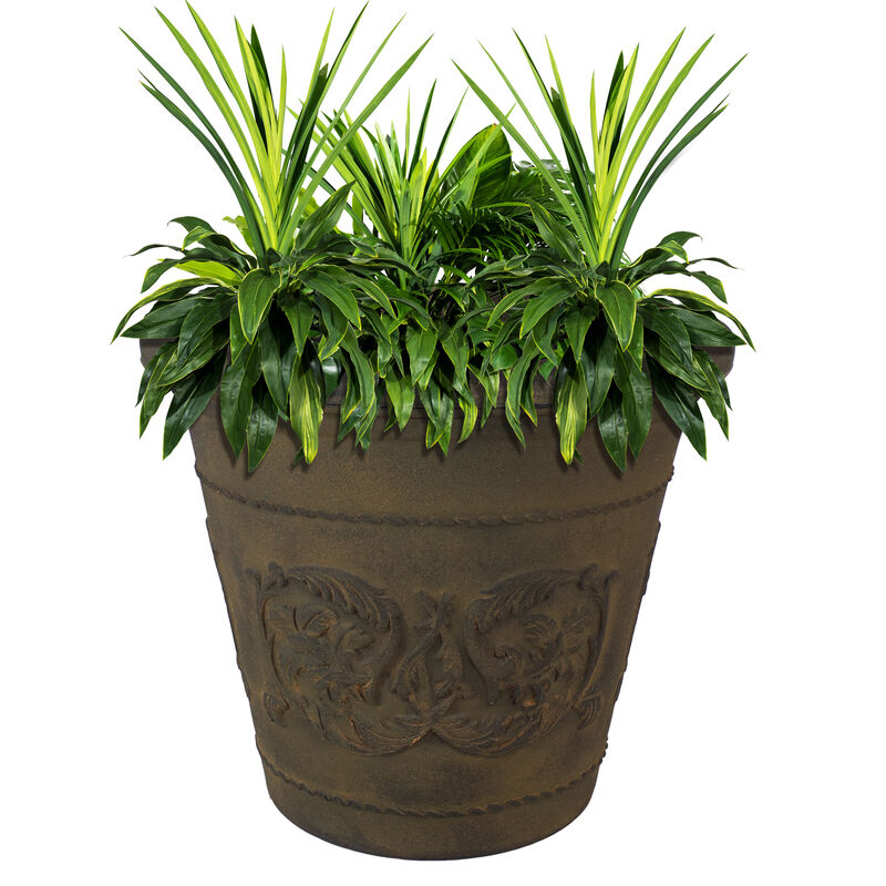 Sunnydaze Arabella Polyresin Planter with UV-Resistant Finish