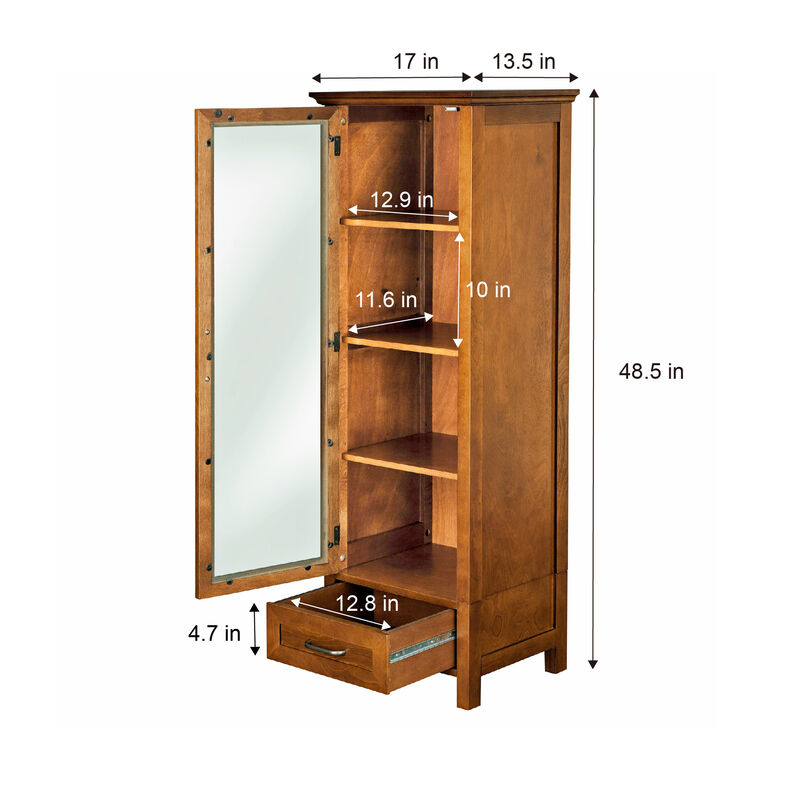 Teamson Home Avery Linen Cabinet with 1 Door and 1 Bottom Drawer - Wood veneer with Oil Oak finish