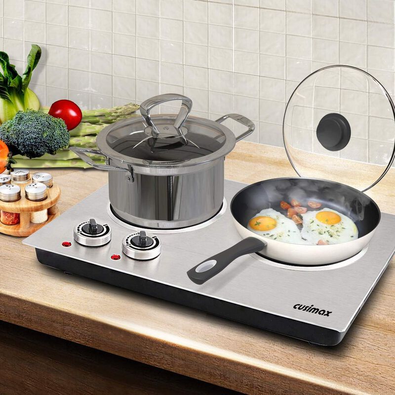 Cusimax 1800W Infrared Ceramic Electric Hot Plate for Cooking, Portable Countertop Burner Glass Heating Plate with 2 Knob Control image number 1