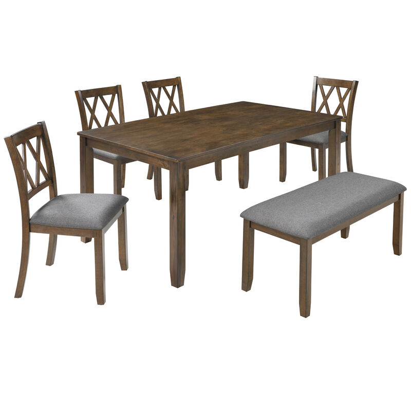 Caxmaf Farmhouse 6‑Piece Wooden Dining Table Set image number 0