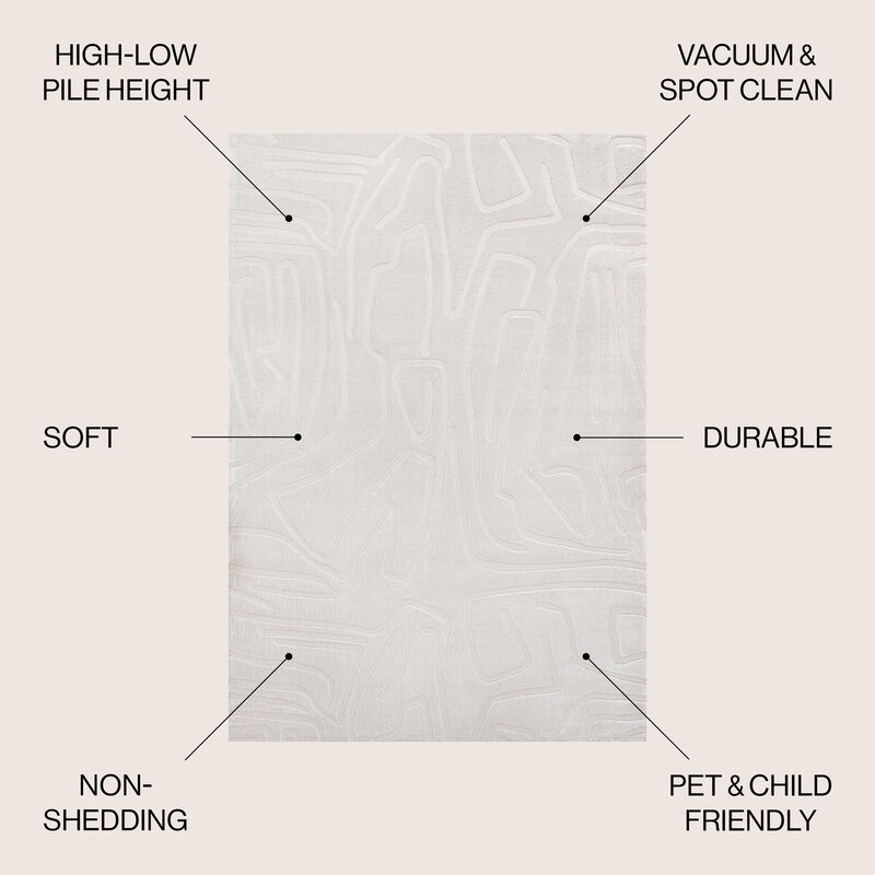 Alcina Modern Scandinavian Graphic Lines High-Low Area Rug