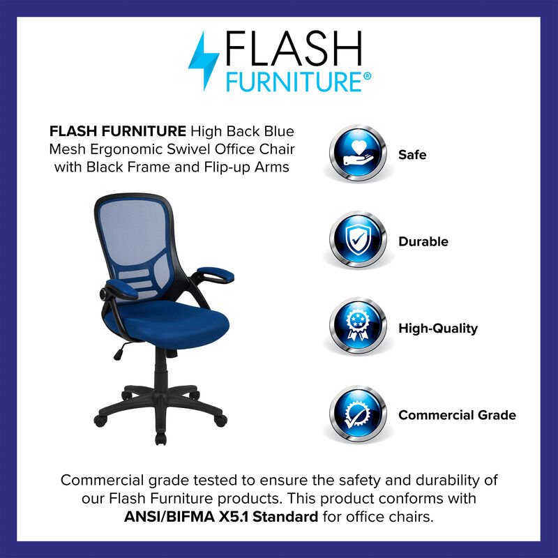 Porter High Back   Mesh Ergonomic Swivel Office Chair with Frame and Flip-up Arms image number 9