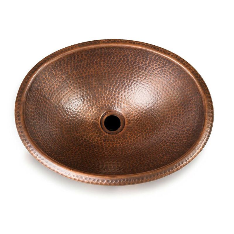 Hivvago Hammered Copper Oval Bathroom Sink Vessel 17 x 13 inch
