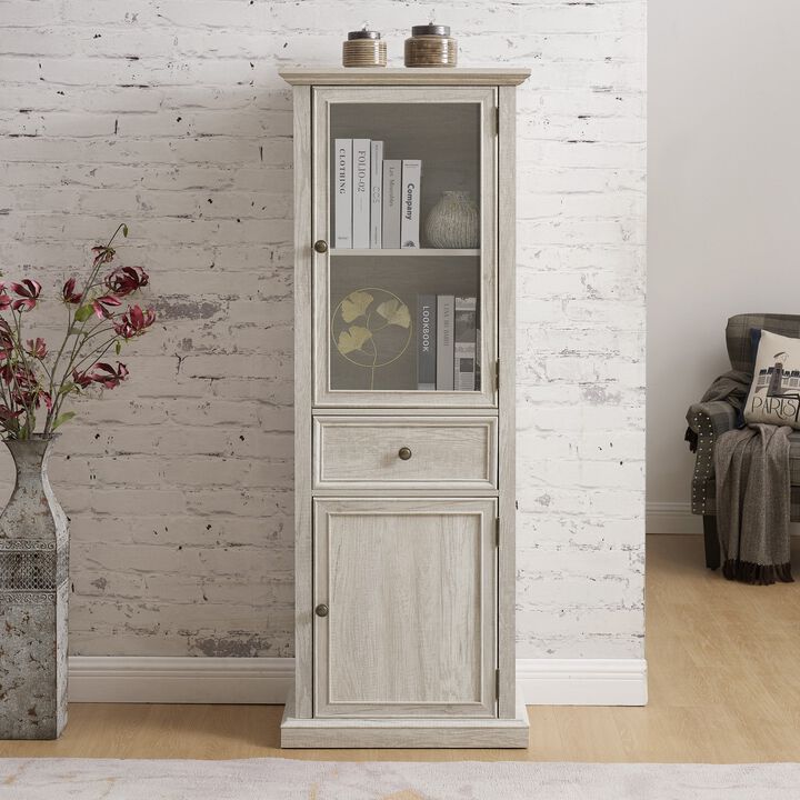 Tall Storage Cabinet, Freestanding Cabinet with Glass Door and Shelves, Sideboard cabinet, Cabinet with Drawer