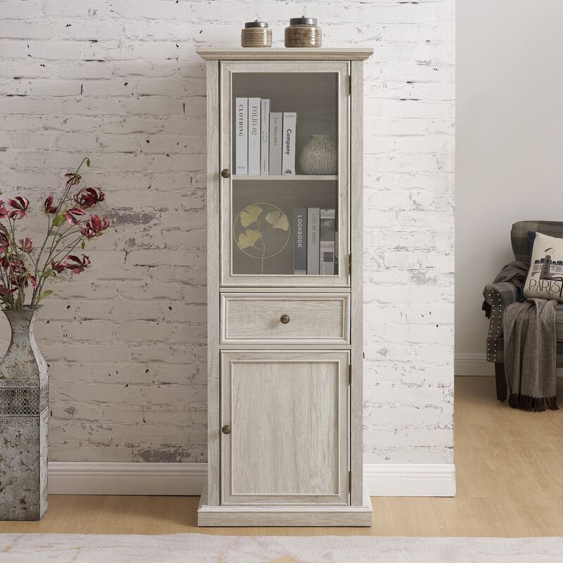 Tall Storage Cabinet, Freestanding Cabinet with Glass Door and Shelves, Sideboard cabinet, Cabinet with Drawer image number 1