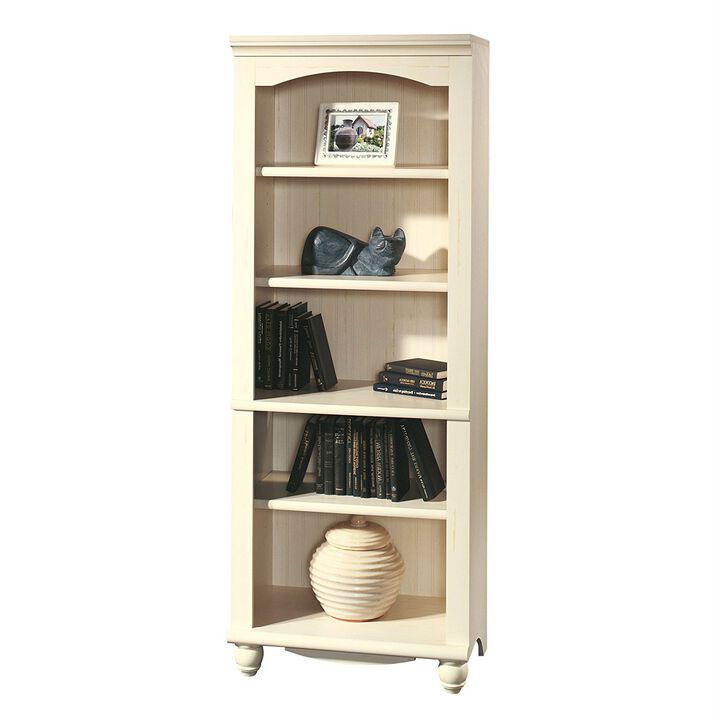QuikFurn Elegant Display Shelf Bookcase with 5 Shelves in Antique White Wood Finish