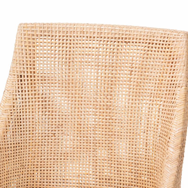 bali & pari Beata Natural Rattan Dining Chair - Handcrafted Wingback Accent Chair with Woven Detailing and Removable Cushion, Coastal Boho Seating for Kitchen or Dining Room