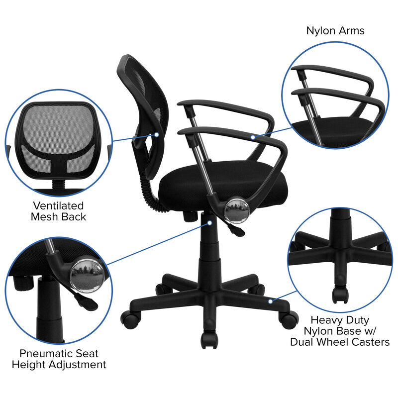 Neri Low Back   Mesh Swivel Task Office Chair with Arms image number 2