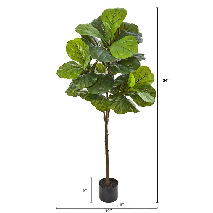 HomPlanti 54 Inches Fiddle Leaf Artificial Tree (Real Touch)