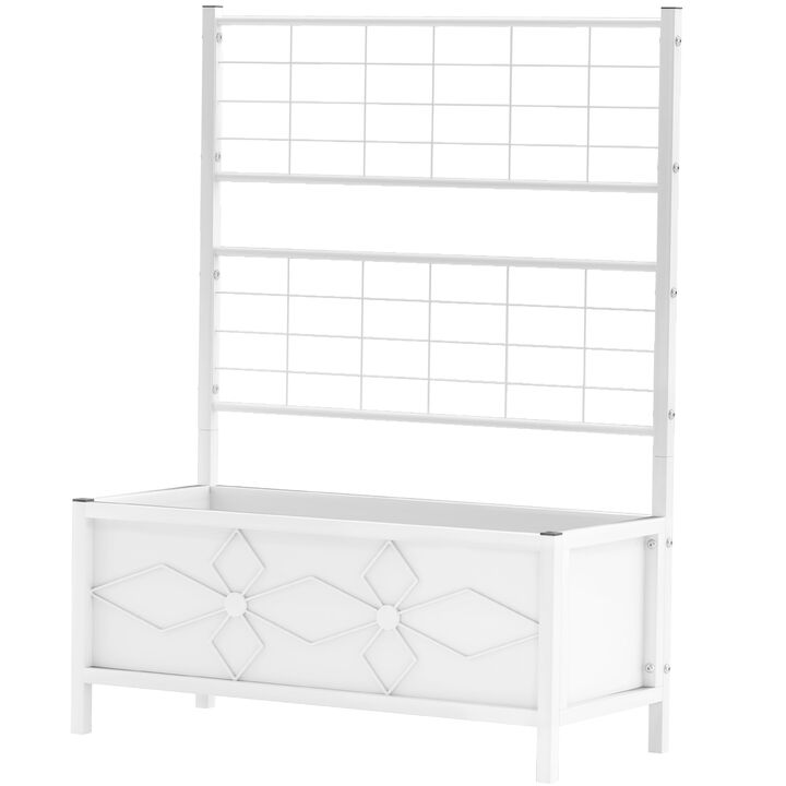 Hivvago Raised Metal Planter with Trellis for Climbing Plants and Vines