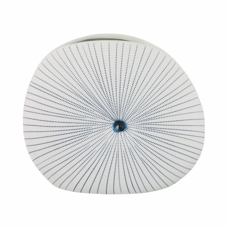 10x9" Round Dotted Shell Vase, White/blue image number 0