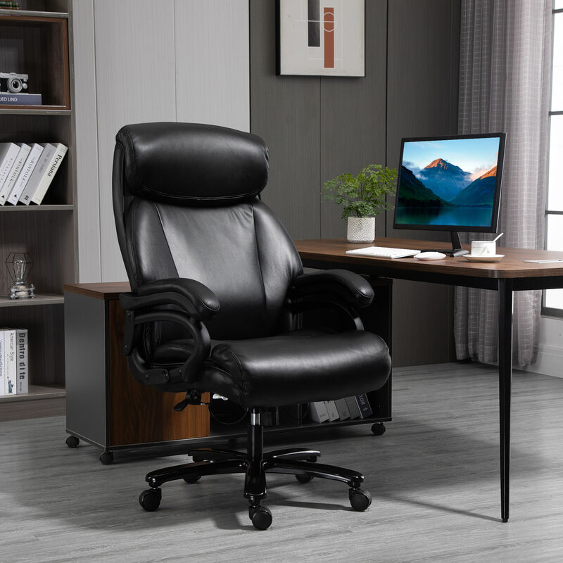 Big and Tall Executive Office Chair 396lbs High Back PU Leather Chair, Black