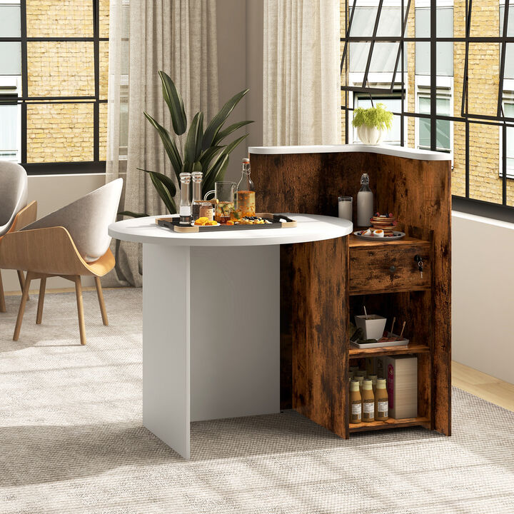 Front Reception Desk with Drawer and Open Shelf, Ideal for Office or Lobby Use