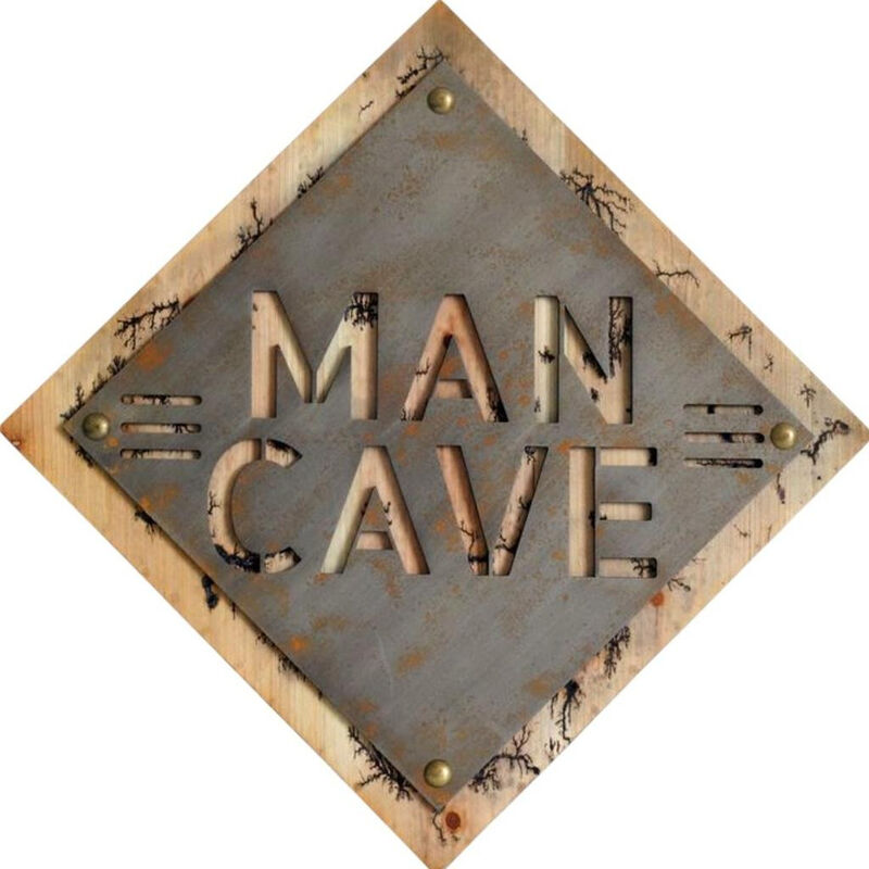 HomeRoots 19" X 18" Gray And Natural Man Cave Metal And Wood Wall Decor image number 3