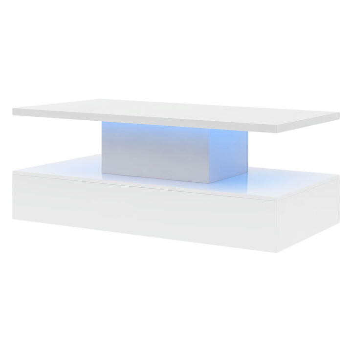 Merax Coffee Table Cocktail Table Modern Industrial Design with LED lighting