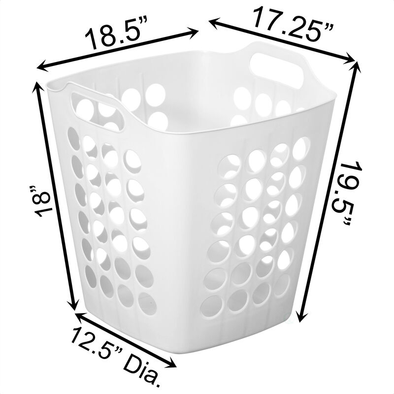 Flexible Plastic Carry Laundry Basket Holder Square Storage Hamper with Side Handles, Purple