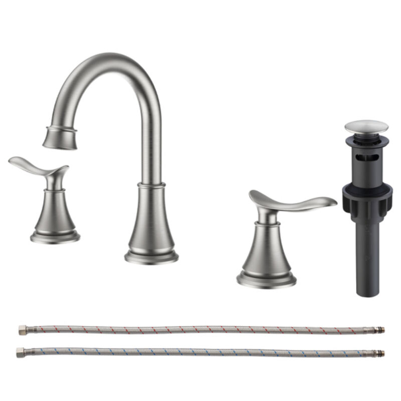Widespread Bathroom Faucet, 2-Handle 3-Hole Sink Faucet for Modern Vanity & Bath D&eacute;cor image number 0