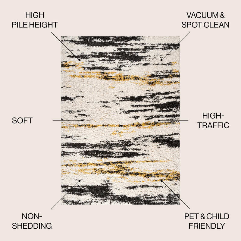 Nova Modern Bold Strie Shag Area Rug