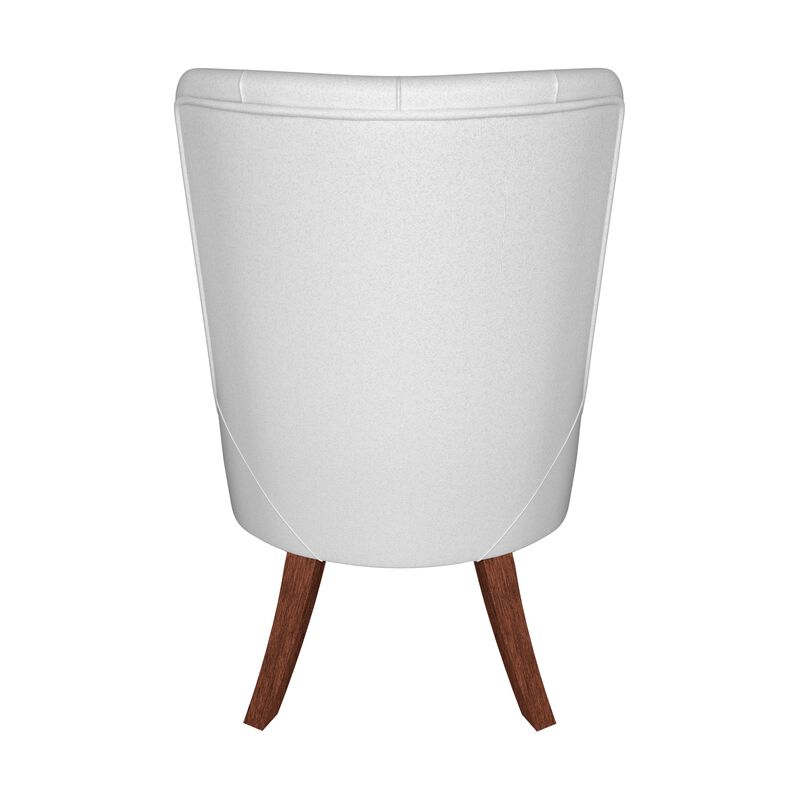 LeisureMod Dining Chair Upholstered in Leather Velvet with Diamond-Tufted High Back and Stained Rubberwood Legs for Modern Home and Kitchen Spruce Collection Set of 4