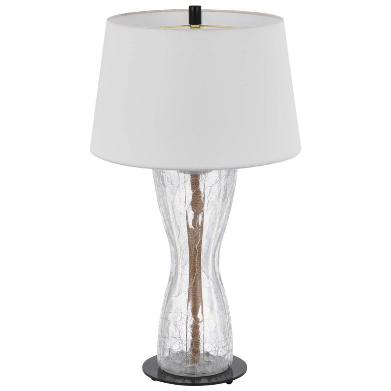 Table Lamp with LED Light, White Shade, 31 Inch Hourglass Glass Base image number 3