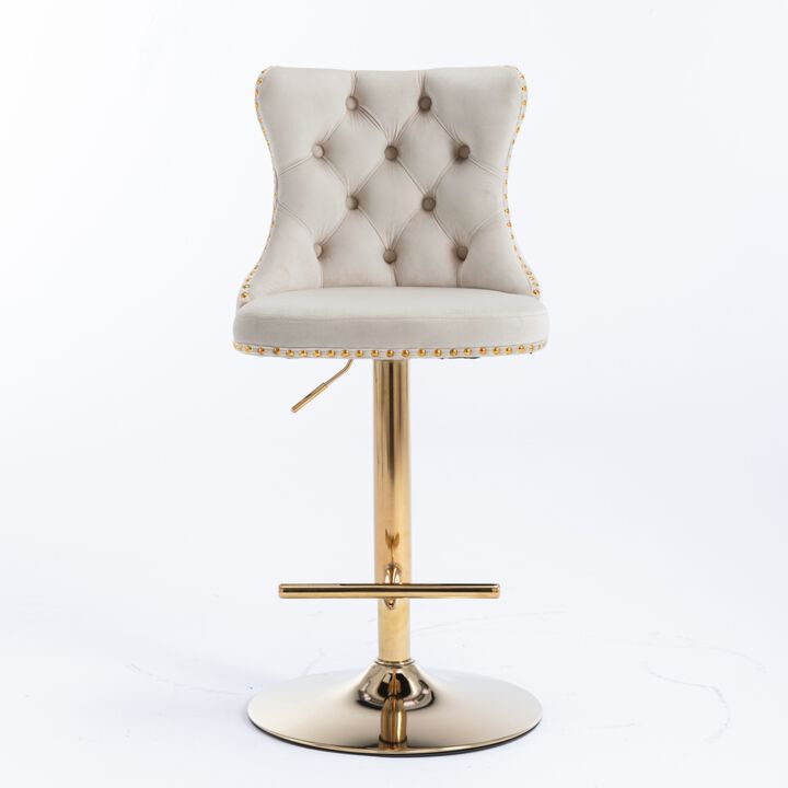 Streamdale Adjustable Swivel Velvet Bar Stools Set of 2