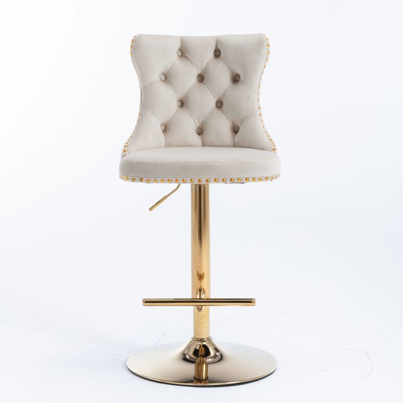 Streamdale Adjustable Swivel Velvet Bar Stools Set of 2 image number 0