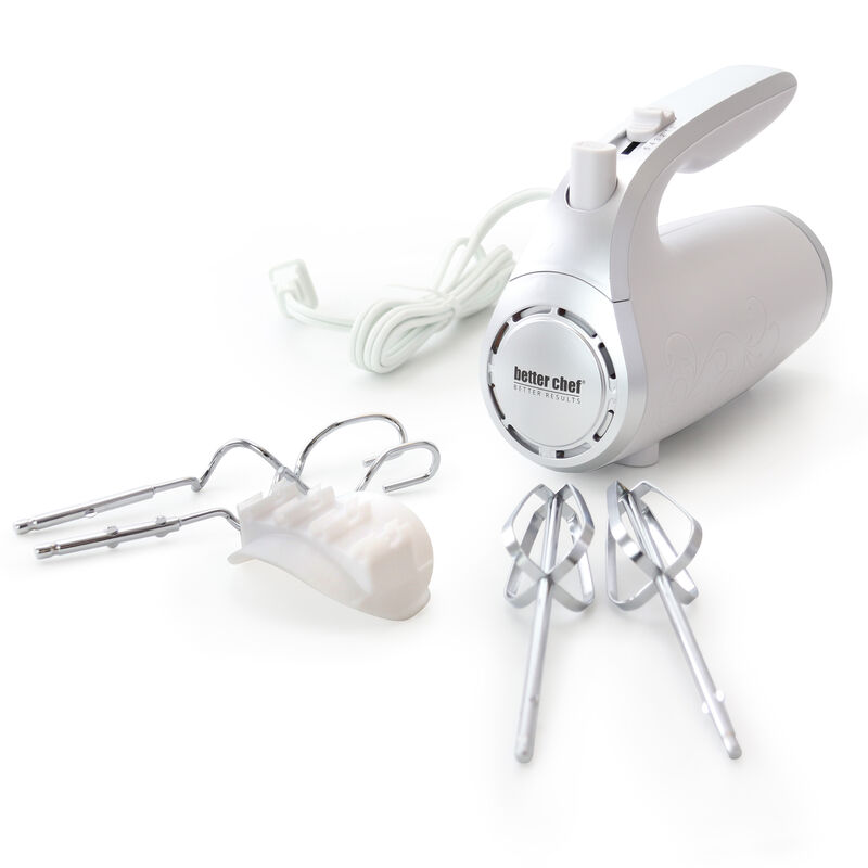 5-Speed 150-Watt Hand Mixer White w/ Silver Accents