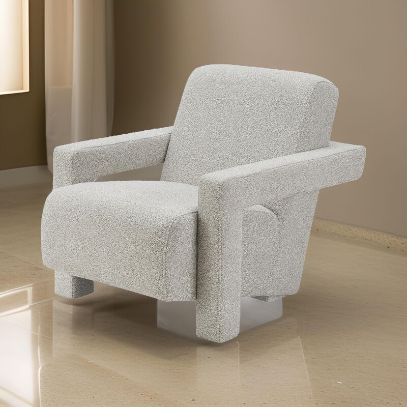 Cid Lily 28 Inch Accent Chair, Light Gray Polyester, Foam Cushions, Wood