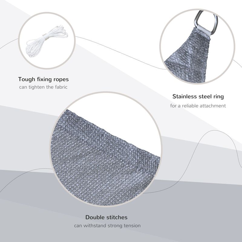 Expansive Sun Shield: 20'x13' Grey Rectangle Shade Sail with D-Rings & Rope